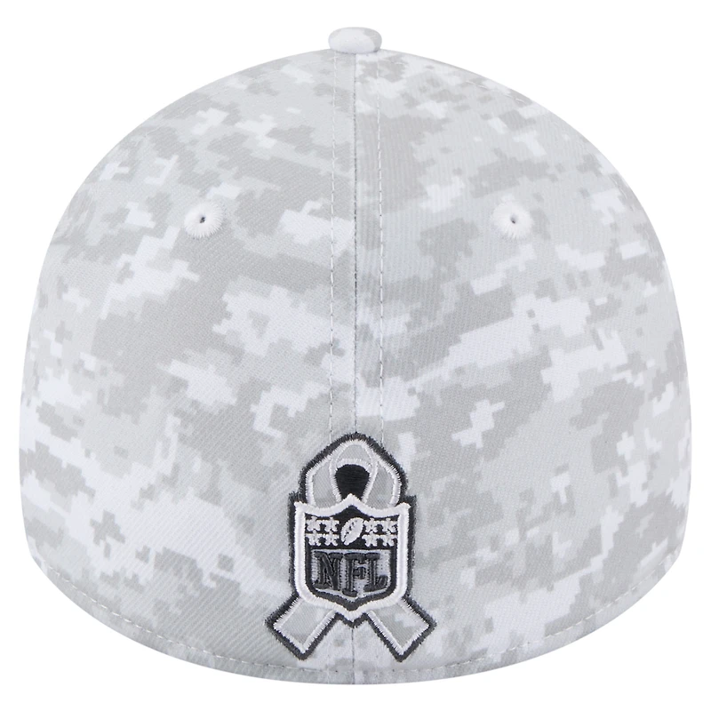 Casquette New Era blanche Miami Dolphins 2025 Salute to Service pour homme, pack fan 39THIRTY Flex