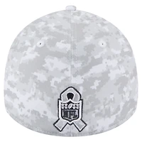 Casquette New Era blanche Miami Dolphins 2025 Salute to Service pour homme, pack fan 39THIRTY Flex