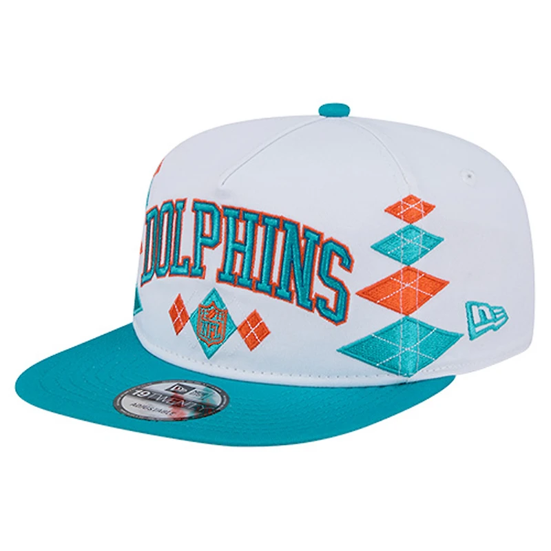 Men's New Era  White Miami Dolphins Argyle 19TWENTY Adjustable Hat