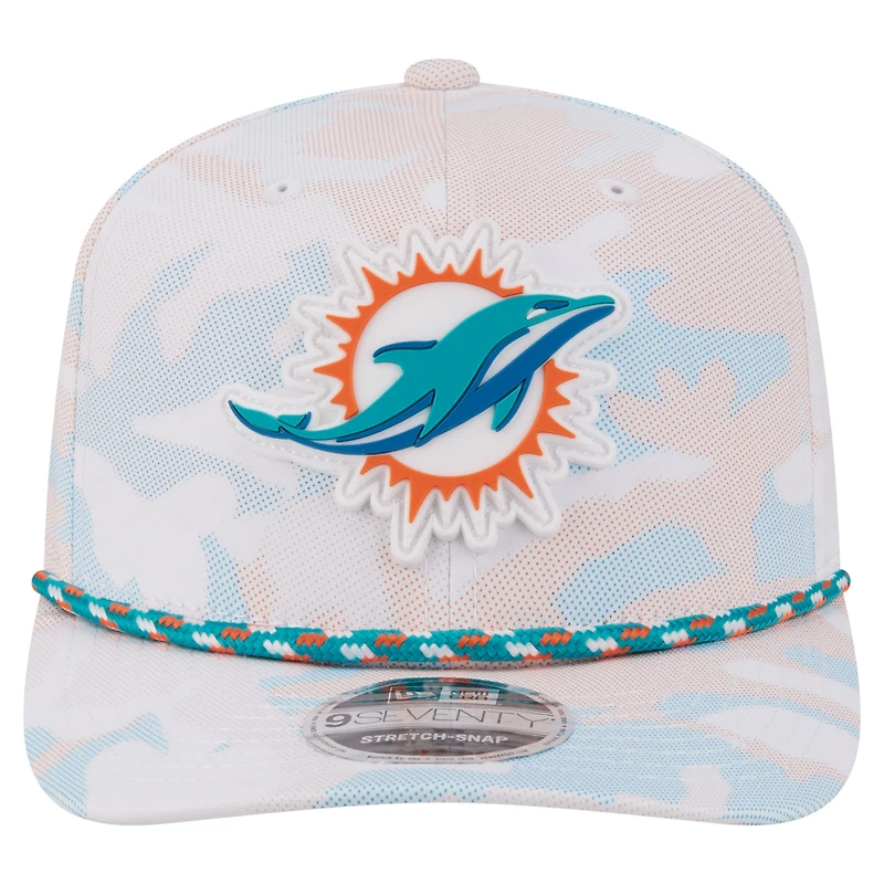 Men's New Era White Miami Dolphins Camo Rope 9SEVENTY Adjustable Hat