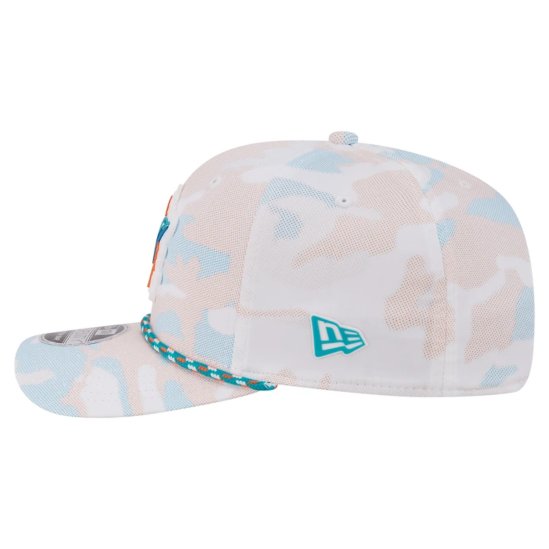 Casquette ajustable New Era 9SEVENTY blanche Miami Dolphins Camo Rope pour homme