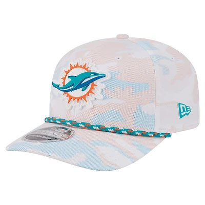 Casquette ajustable New Era 9SEVENTY blanche Miami Dolphins Camo Rope pour homme