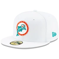 Casquette ajustée New Era Miami Dolphins Historic Omaha 59FIFTY pour homme, blanche