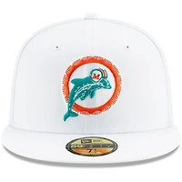 Men's New Era White Miami Dolphins Historic Omaha 59FIFTY Fitted Hat