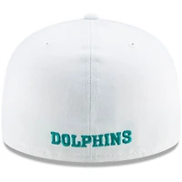 Men's New Era White Miami Dolphins Historic Omaha 59FIFTY Fitted Hat