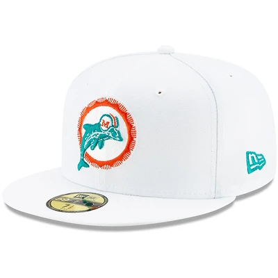Casquette ajustée New Era blanche Miami Dolphins Historic Omaha 59FIFTY pour homme