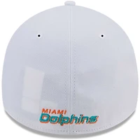 Casquette flexible principale 39THIRTY des Miami Dolphins New Era pour hommes, blanche