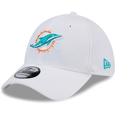 Casquette flexible principale 39THIRTY des Miami Dolphins New Era pour hommes, blanche