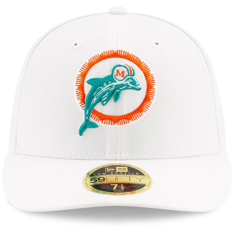 Men's New Era White Miami Dolphins Omaha Low Profile 59FIFTY Fitted Hat