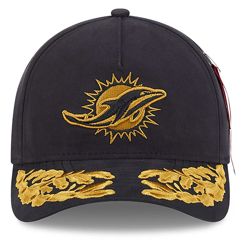 Men's New Era x Alpha Industries  Black Miami Dolphins A-Frame 9FORTY Adjustable Hat