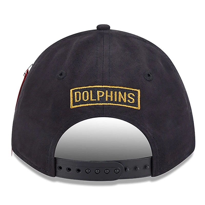 Men's New Era x Alpha Industries  Black Miami Dolphins A-Frame 9FORTY Adjustable Hat