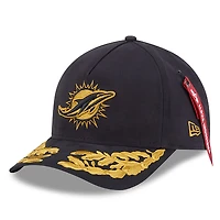 Men's New Era x Alpha Industries  Black Miami Dolphins A-Frame 9FORTY Adjustable Hat