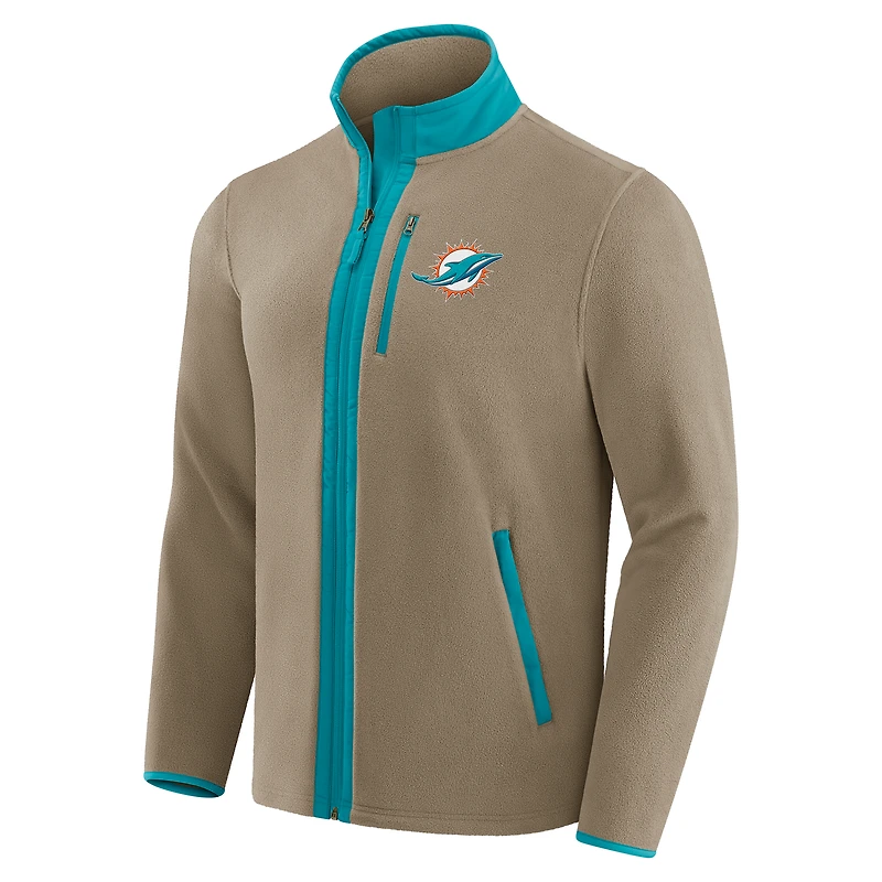 Men's NFL x Darius Rucker Collection by Fanatics  Tan Miami Dolphins Heavyweight Polar Fleece Full-Zip Jacket