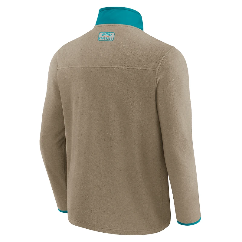 Veste polaire épaisse entièrement zippée pour homme, collection NFL x Darius Rucker par Fanatics, couleur beige Miami Dolphins