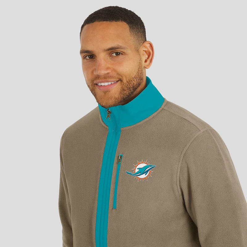 Men's NFL x Darius Rucker Collection by Fanatics  Tan Miami Dolphins Heavyweight Polar Fleece Full-Zip Jacket