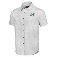 Chemise boutonnée à manches courtes tissée blanche Miami Dolphins pour homme de la collection NFL x Darius Rucker par Fanatics