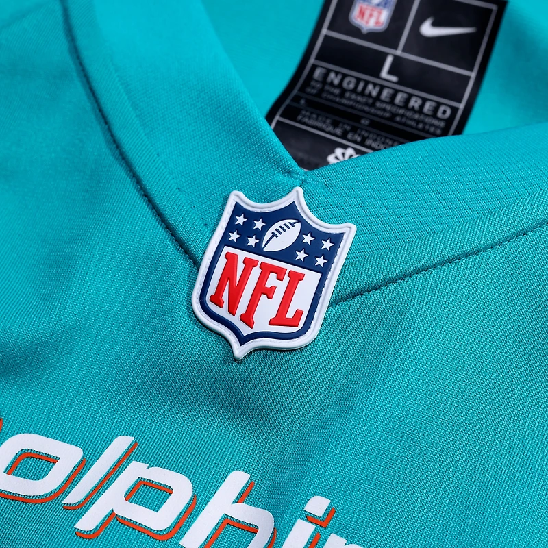 Maillot de match Nike Aaron Brewer Aqua Miami Dolphins pour homme