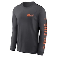 T-shirt à manches longues Nike anthracite Miami Dolphins All Out pour homme