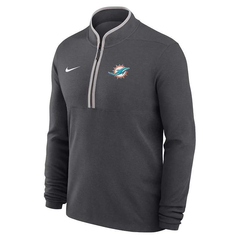 Men's Nike Anthracite Miami Dolphins Lightweight Victory Dri-FIT Half-Zip Pullover