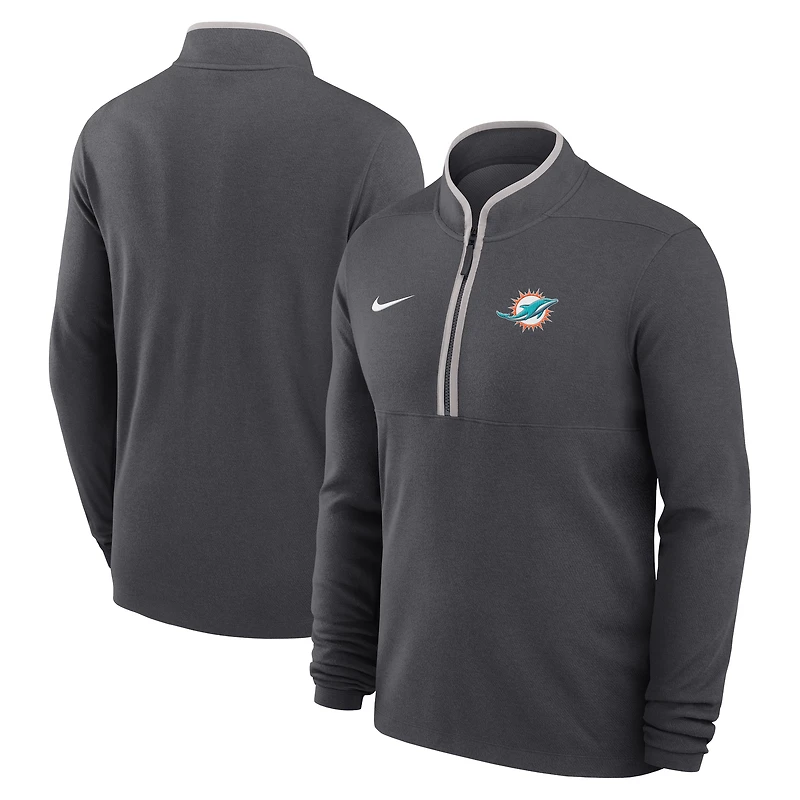 Men's Nike Anthracite Miami Dolphins Lightweight Victory Dri-FIT Half-Zip Pullover