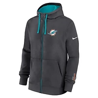 Men's Nike Anthracite Miami Dolphins Primetime Club Full-Zip Hoodie