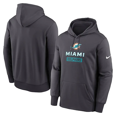 Men's Nike Anthracite Miami Dolphins Toss Sweep Performance Pullover Hoodie