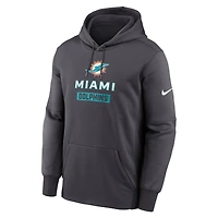 Men's Nike Anthracite Miami Dolphins Toss Sweep Therma Hoodie
