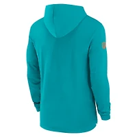 Men's Nike Aqua Miami Dolphins 2024/25 Sideline Performance Long Sleeve Hoodie T-Shirt