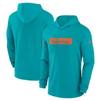 Men's Nike Aqua Miami Dolphins 2024/25 Sideline Performance Long Sleeve Hoodie T-Shirt