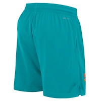 Men's Nike Aqua Miami Dolphins 2024 Sideline Performance Mesh Shorts