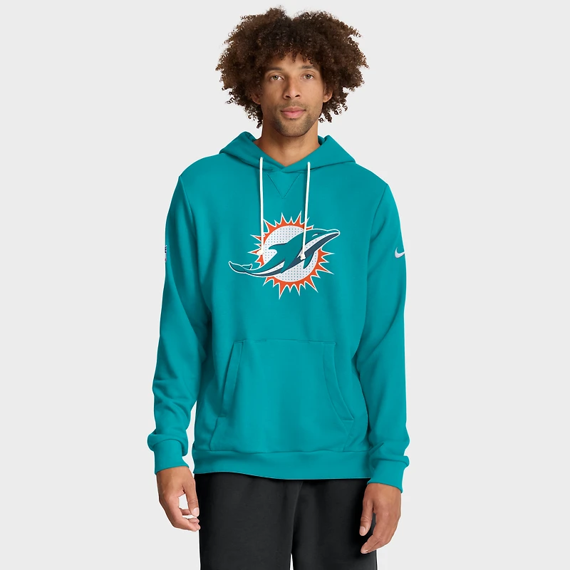 Men's Nike Aqua Miami Dolphins 2025 Sideline Standard Issue Club Dri-FIT Hoodie