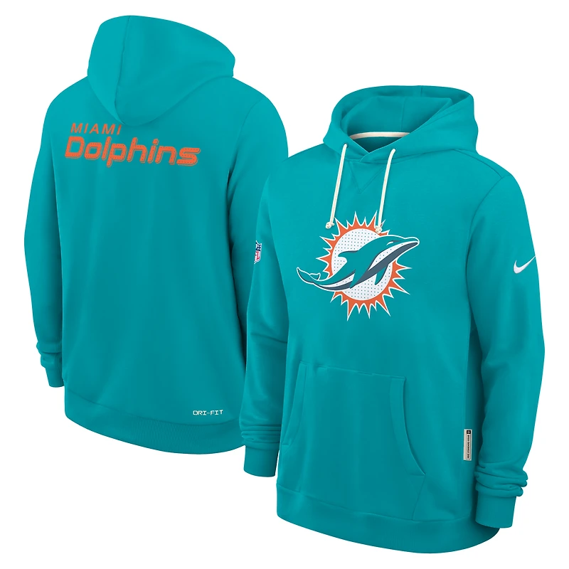 Men's Nike Aqua Miami Dolphins 2025 Sideline Standard Issue Club Dri-FIT Hoodie