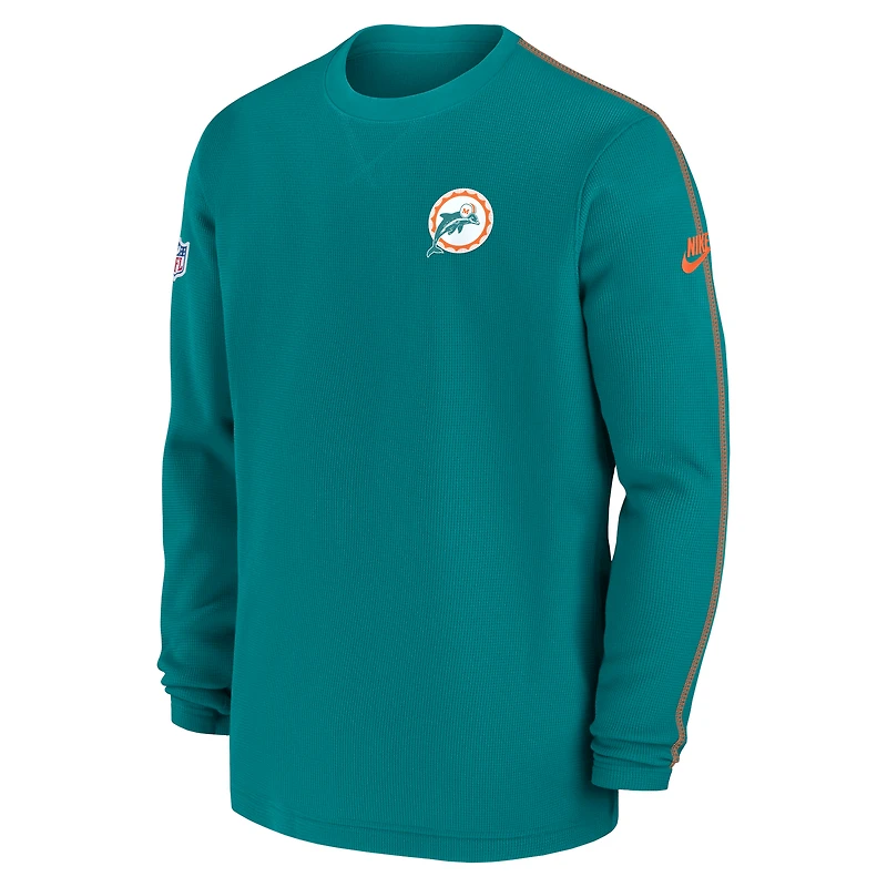 Haut à manches longues Nike Aqua Miami Dolphins Alternate Logo Coach pour homme