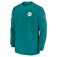 Haut à manches longues Nike Aqua Miami Dolphins Alternate Logo Coach pour homme