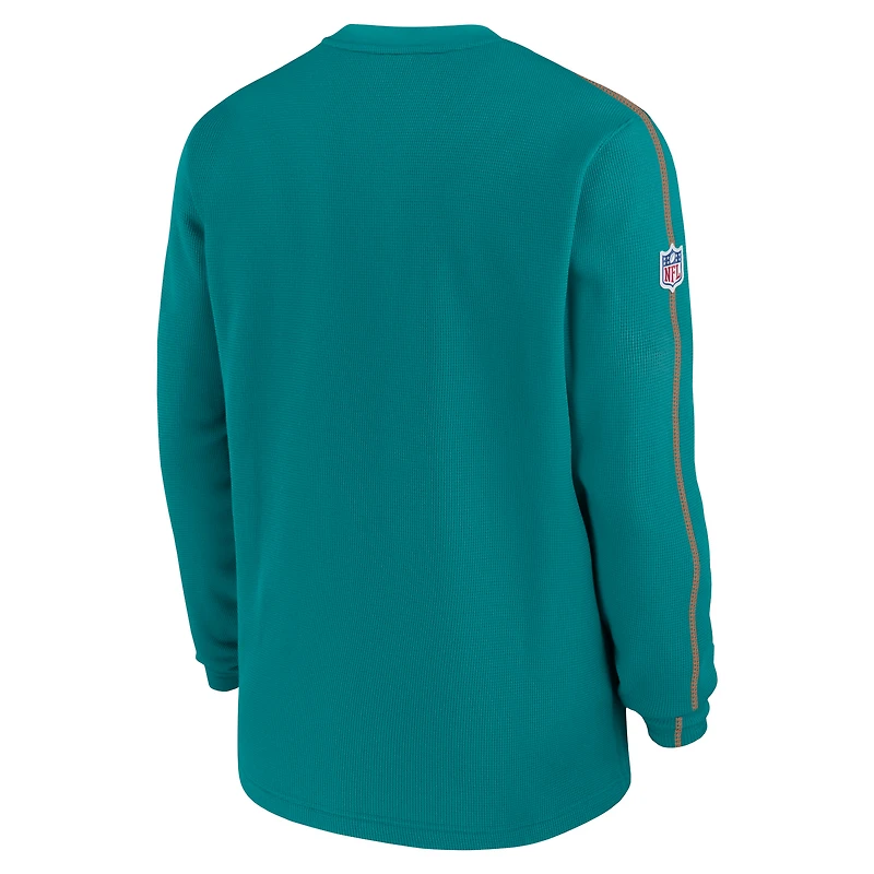 Men's Nike Aqua Miami Dolphins Alternate Logo Coach Long Sleeve Top
