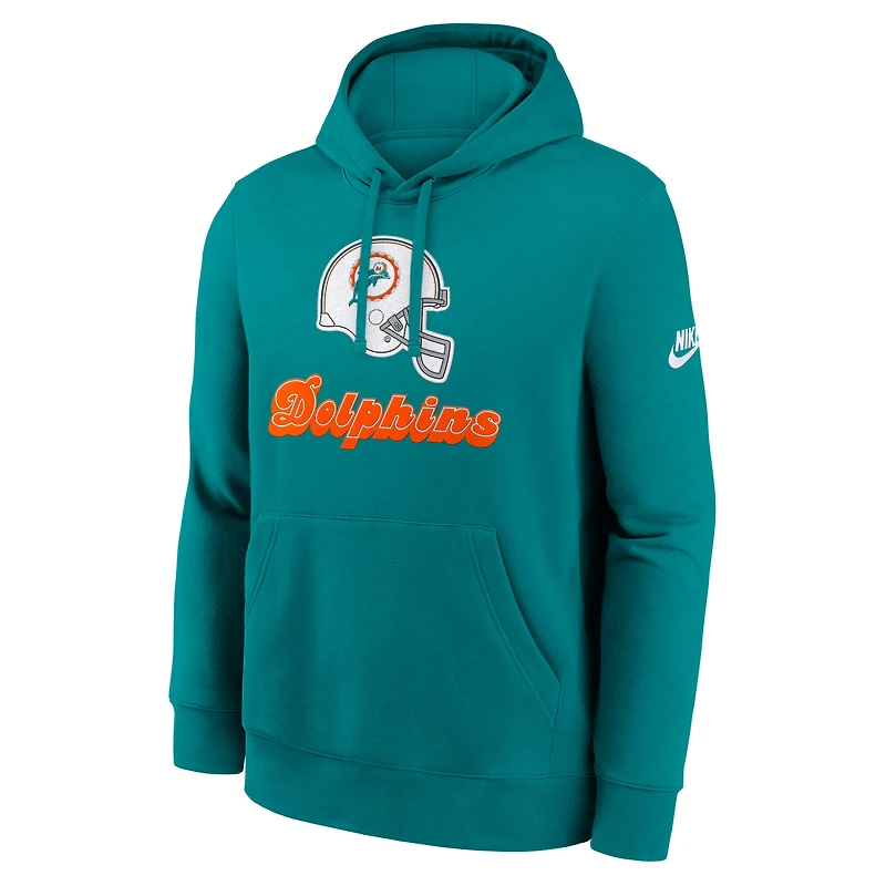 Men's Nike Aqua Miami Dolphins Best Season Rewind Club Pullover Hoodie