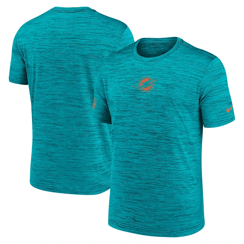 T-shirt Nike Aqua Miami Dolphins pour homme, coupe grande taille, performance Sideline Velocity
