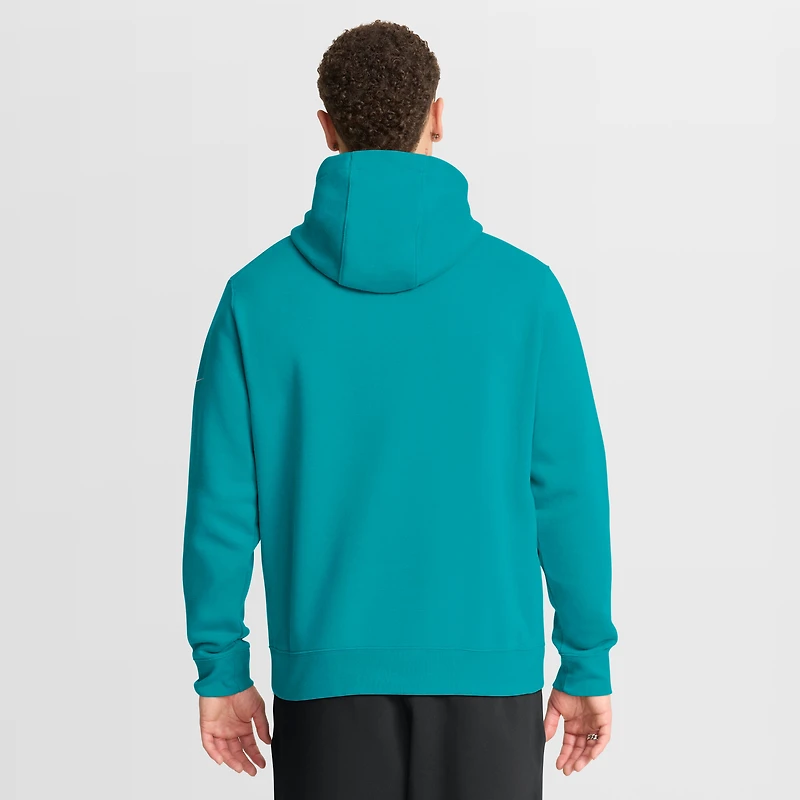 Men's Nike Aqua Miami Dolphins Busted Play Club Fleece Pullover Hoodie
