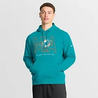 Men's Nike Aqua Miami Dolphins Busted Play Club Fleece Pullover Hoodie
