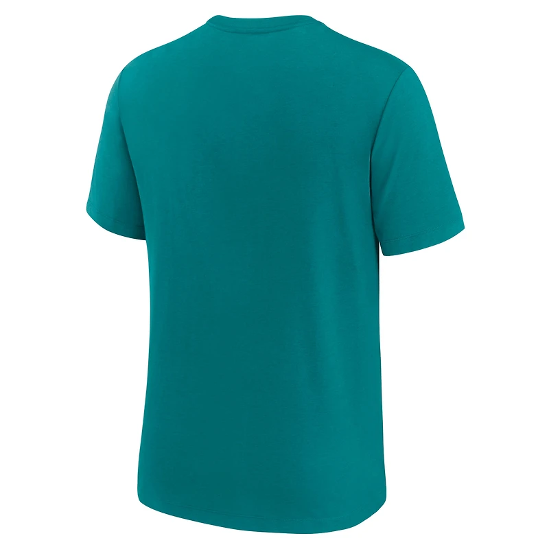 Men's Nike Aqua Miami Dolphins Favorable Timeline Tri-Blend T-Shirt