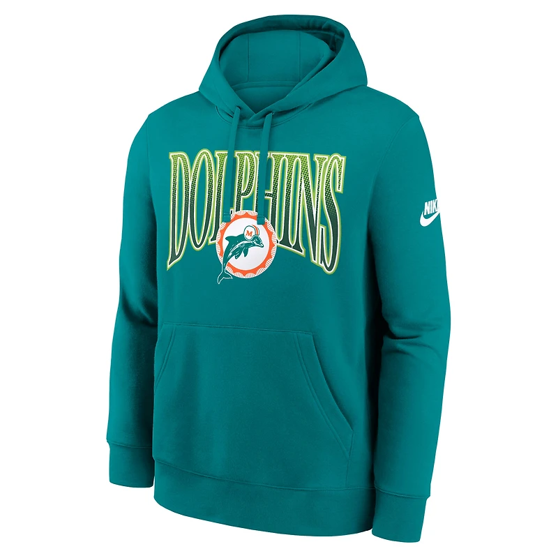 Sweat à capuche en molleton Nike Aqua Miami Dolphins Full Blitz Club pour homme