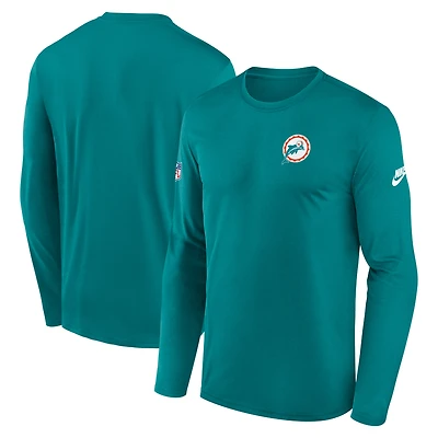 Men's Nike Aqua Miami Dolphins Legend Small Logo Dri-FIT Long Sleeve T-Shirt