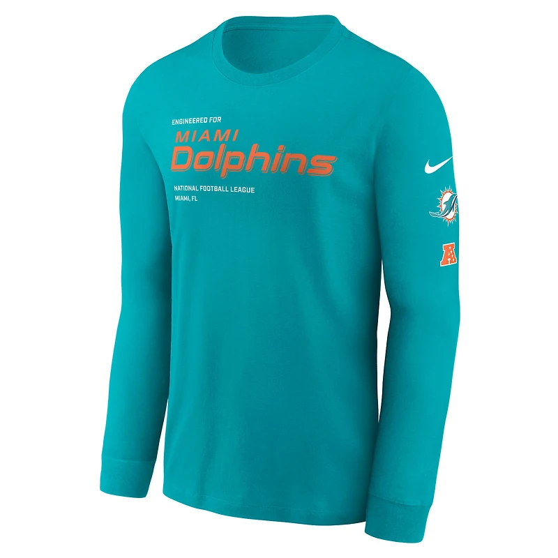Men's Nike Aqua Miami Dolphins Play to Win Essential Long Sleeve T-Shirt