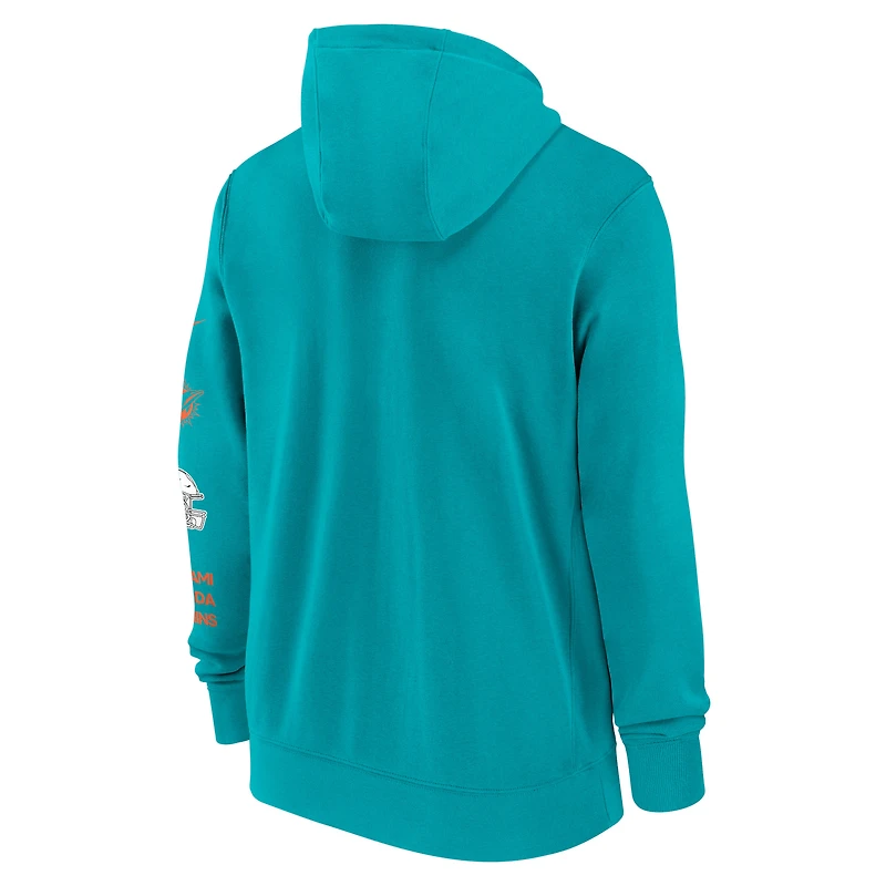 Sweat à capuche zippé Nike Aqua Miami Dolphins Primetime Club pour homme