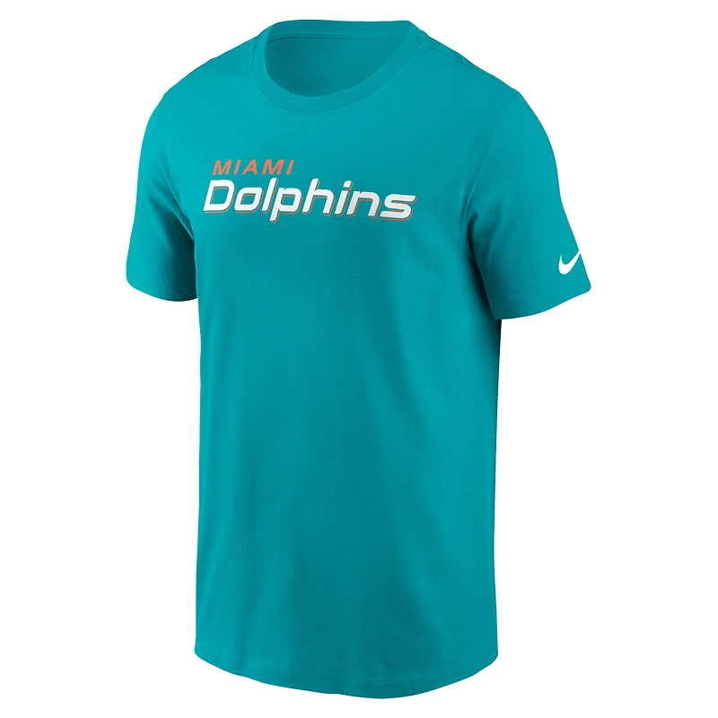 T-shirt essentiel Nike Aqua Miami Dolphins Primetime Wordmark pour hommes