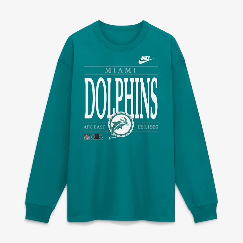 T-shirt à manches longues Nike Aqua Miami Dolphins Red Zone Max 90 pour homme