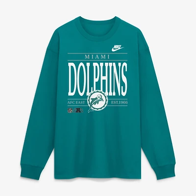 T-shirt à manches longues Nike Aqua Miami Dolphins Red Zone Max 90 pour homme
