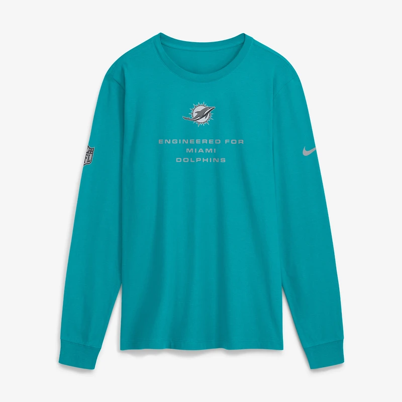 Men's Nike Aqua Miami Dolphins Sideline Bold Arch Star Dri-FIT Long Sleeve T-Shirt