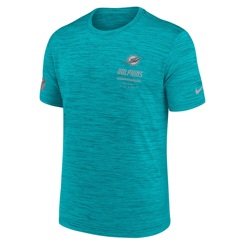 T-shirt Nike Aqua Miami Dolphins Sideline Double Covered Dri-FIT Velocity pour homme