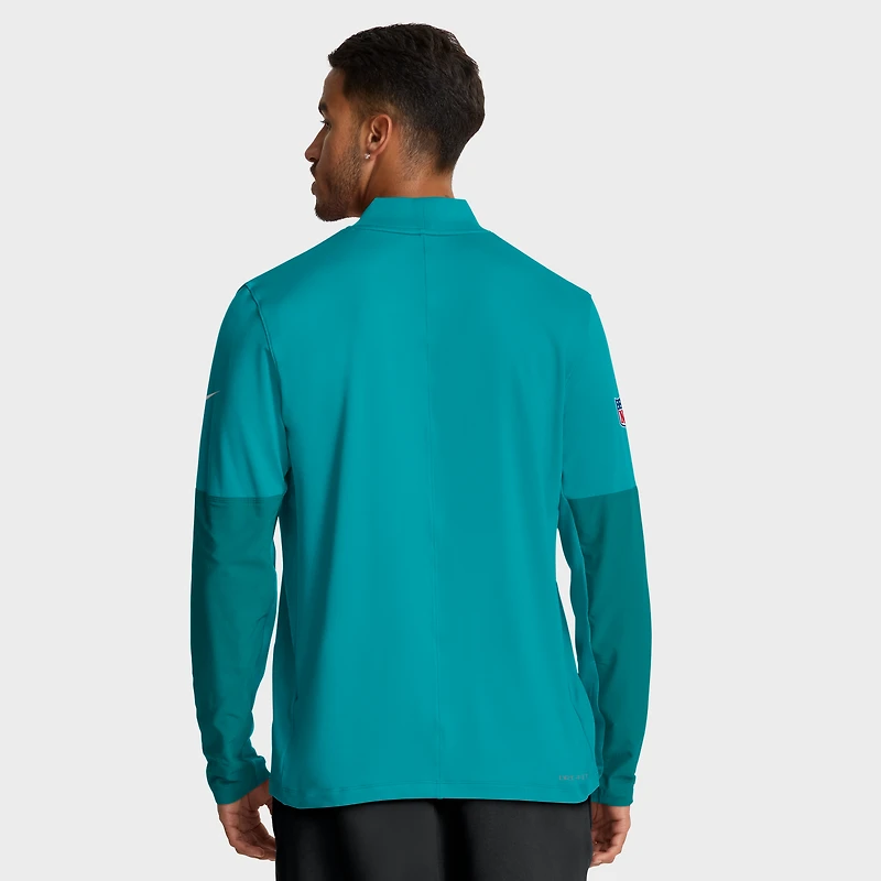Pull Nike Aqua Miami Dolphins Sideline Dri-FIT à demi-zip pour homme